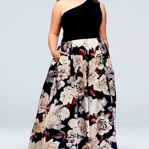 Davids Bridal plus size one shoulder ball gown